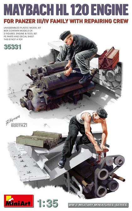 MAYBACH HL 120 ENGINE FOR PANZER III/IV W/REPAIR CREW 1/35