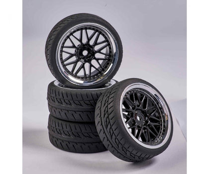 GOMME TASSELLATE 1/10 CON CERCHI ARGENTO/NERI