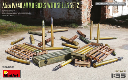 7.5cm PAK40 AMMO BOXES WITH SHELL SET 2 1/35