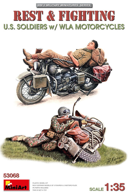 REST AND FIGHTING U.S. SOLDIER W/WLA MOTORCYCLES 1/35