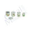 SET 4 BARATTOLI METALLICI VERNICIATI BIANCHI C/FIORI