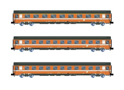 3 CARROZZE EUROFIMA UNA 1° CL+DUE 2° CL EP.IV-V SCALA N FS