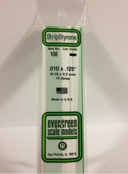 STRIP POLISTRENE 0.75X1 mm LUNGH 36 cm N.10 PZ