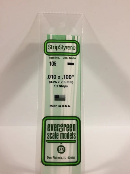 STRIP POLISTRENE 0.25X2.5 mm LUNGH 36 cm N.10 PZ