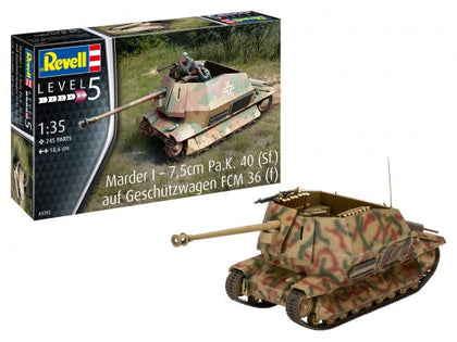 MARDER I-7.5cm PA.K 40 AUF GESCHUTZWAGEN FCM 36 1/35 LUNGH18.6 cm