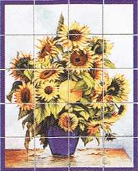 DECORAZIONE PIASTRELLE VASO DI GIRASOLI 5.5X6.7 cm