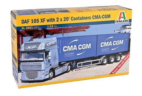DAF 105 XF WITH 2X20 CONTAINERS CMA-CGM 1/24 LUNGH 64.5 cm