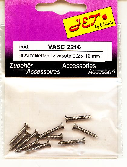 VITI AUTOFILETTANTI SVASATE ACCIAIO NICHEL 2.2X16 MM 10 pz